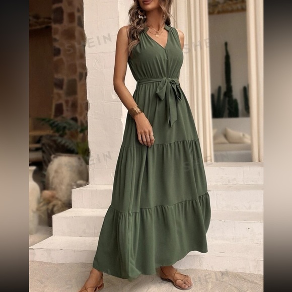 SHEIN Layered Belted Summer Maxi Dress - Picture 3 of 7